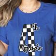 Checkered Fourth Grade Back To School Teachers Students Women's Heather T-Shirt Heather True Royal Checkered Fourth Grade Back To School Teachers Students Women's Heather T-Shirt Heather True Royal