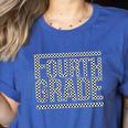 Checkered Fourth Grade Teacher Team Crew Back To School Women's Heather T-Shirt Heather True Royal