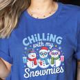 Chillin With My Snowmie Women Christmas Snowman Teacher Snow Women's Heather T-Shirt Heather True Royal