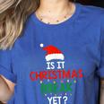 Is It Christmas Break Yet Teacher Xmas Winter Saying Women's Heather T-Shirt Heather True Royal