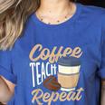 Coffee Teach Repeat Teacher Women's Heather T-Shirt Heather True Royal Coffee Teach Repeat Teacher Women's Heather T-Shirt Heather True Royal