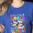 Color The World With Kindness Crayon Positivity Teacher Women's Heather T-Shirt Heather True Royal