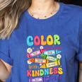Color The World With Kindness Teachers Back To School Women's Heather T-Shirt Heather True Royal Color The World With Kindness Teachers Back To School Women's Heather T-Shirt Heather True Royal