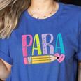 Colorful PARA Teacher Paraprofessional Cute Pencil Women's Heather T-Shirt Heather True Royal Colorful PARA Teacher Paraprofessional Cute Pencil Women's Heather T-Shirt Heather True Royal