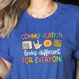 Communication Looks Different Tee Shirt Kids -Adults Teacher Animal Print Small Short Sleeve Classic Fit Crew Neck Polyester 100 Women's Heather T-Shirt Heather True Royal