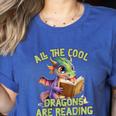 All The Cool Dragons Are Reading Dragon Teacher Women's Heather T-Shirt Heather True Royal All The Cool Dragons Are Reading Dragon Teacher Women's Heather T-Shirt Heather True Royal