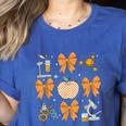 Coquette Bow Fall Science Teacher Stem Teacher Thanksgiving Women's Heather T-Shirt Heather True Royal