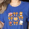 Coquette Bow Teacher Thanksgiving Fall Autumn Girls Women Women's Heather T-Shirt Heather True Royal