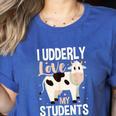 Cow Teacher Lover Women's Heather T-Shirt Heather True Royal