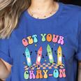 Get Your Cray-On Preschool Teacher Kindergarten Teacher Women's Heather T-Shirt Heather True Royal Get Your Cray-On Preschool Teacher Kindergarten Teacher Women's Heather T-Shirt Heather True Royal