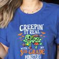 Creepin It Real Monster School 3rd Grade Teacher Halloween Women's Heather T-Shirt Heather True Royal Creepin It Real Monster School 3rd Grade Teacher Halloween Women's Heather T-Shirt Heather True Royal