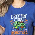 Creepin It Real Monster School Teacher Principal Halloween Women's Heather T-Shirt Heather True Royal Creepin It Real Monster School Teacher Principal Halloween Women's Heather T-Shirt Heather True Royal