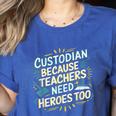 Custodian Because Teachers Need Heroes Too School Janitor Women's Heather T-Shirt Heather True Royal Custodian Because Teachers Need Heroes Too School Janitor Women's Heather T-Shirt Heather True Royal