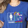 Cute Art Teacher Magical Dabbing Unicorn Artist Women's Heather T-Shirt Heather True Royal