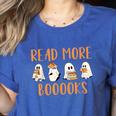 Cute Booooks Ghost Read More Books Teacher Halloween Women's Heather T-Shirt Heather True Royal