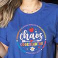 Cute Chaos Coordinator Teacher First Day Of School Women's Heather T-Shirt Heather True Royal Cute Chaos Coordinator Teacher First Day Of School Women's Heather T-Shirt Heather True Royal
