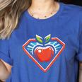 Cute Distressed Super Teacher Superhero Apple Women's Heather T-Shirt Heather True Royal Cute Distressed Super Teacher Superhero Apple Women's Heather T-Shirt Heather True Royal