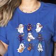 Cute Ghost Cat Playing Musical Halloween Music Teacher Women's Heather T-Shirt Heather True Royal Cute Ghost Cat Playing Musical Halloween Music Teacher Women's Heather T-Shirt Heather True Royal