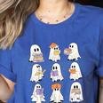 Cute Ghost Reading Books Teacher Halloween Reading Men Women Kids Women's Heather T-Shirt Heather True Royal