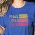 Cute Math Teacher Peace Love Math Women's Heather T-Shirt Heather True Royal