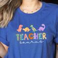 Dinosaur Teacher Teachersaurus Rex Dino Women's Heather T-Shirt Heather True Royal Dinosaur Teacher Teachersaurus Rex Dino Women's Heather T-Shirt Heather True Royal