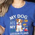 My Dog Ate My Lesson Plan Teacher Back To School Women's Heather T-Shirt Heather True Royal