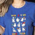 What Are We Doing Today Ghost PE Teacher Team Halloween Women's Heather T-Shirt Heather True Royal