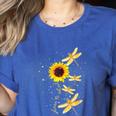 Dragonfly Sunflower Teacher Growth Mindset Choose To Shine Women's Heather T-Shirt Heather True Royal