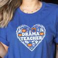 Drama Teacher Heart Pumpkin Ghost Halloween Kids Women's Heather T-Shirt Heather True Royal