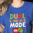 Dual Language Teacher Bilingual Teacher Women's Heather T-Shirt Heather True Royal Dual Language Teacher Bilingual Teacher Women's Heather T-Shirt Heather True Royal