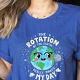 Earth Day Rotation Of The Earth Makes My Day Science Teacher Women's Heather T-Shirt Heather True Royal