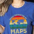 Easily Distracted By Maps Geography Teacher Women's Heather T-Shirt Heather True Royal Easily Distracted By Maps Geography Teacher Women's Heather T-Shirt Heather True Royal