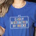 Easily Distracted By Rocks Geology Teacher Women's Heather T-Shirt Heather True Royal