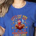 Eat Kids Punctuation Saves Lives Thanksgiving Turkey Teacher Women's Heather T-Shirt Heather True Royal