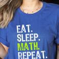 Eat Sleep Math Repeat Teacher Lover Women's Heather T-Shirt Heather True Royal Eat Sleep Math Repeat Teacher Lover Women's Heather T-Shirt Heather True Royal