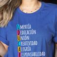 Educar Bilingual Spanish Teacher Women's Heather T-Shirt Heather True Royal Educar Bilingual Spanish Teacher Women's Heather T-Shirt Heather True Royal