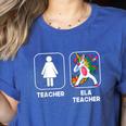 ELA Teacher Dabbing Unicorn Teacher Women Women's Heather T-Shirt Heather True Royal ELA Teacher Dabbing Unicorn Teacher Women Women's Heather T-Shirt Heather True Royal