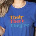 English Teacher Their There Theyre Grammar Men Women Women's Heather T-Shirt Heather True Royal