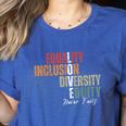 Equality Inclusion Diversity Equity Love Never Fails Teacher Women's Heather T-Shirt Heather True Royal Equality Inclusion Diversity Equity Love Never Fails Teacher Women's Heather T-Shirt Heather True Royal