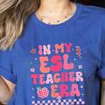 In My Esl Teacher Era Back To School ESL Teacher Groovy Women's Heather T-Shirt Heather True Royal