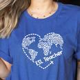 ESL Teacher ESOL Student Cute Heart Shape English Teacher Women's Heather T-Shirt Heather True Royal