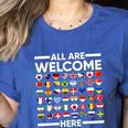ESL Teacher All Are Welcome Here For Worlds Virtual Teachers Women's Heather T-Shirt Heather True Royal