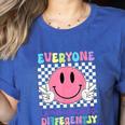 Everyone Communicates Differently Autism Awareness Teacher Women's Heather T-Shirt Heather True Royal Everyone Communicates Differently Autism Awareness Teacher Women's Heather T-Shirt Heather True Royal