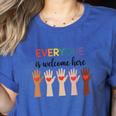 Everyone Is Welcome Here Idaho Teacher Women's Heather T-Shirt Heather True Royal