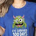Eye Survived 100 Days Of School Monster Lover Teacher Kids Women's Heather T-Shirt Heather True Royal Eye Survived 100 Days Of School Monster Lover Teacher Kids Women's Heather T-Shirt Heather True Royal