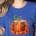 Fall Book Autumn Reading Teacher Halloween Pumpkin Season Women's Heather T-Shirt Heather True Royal