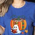 Fall Book Pumpkin Books Ghost Reading Halloween Teacher Women's Heather T-Shirt Heather True Royal Fall Book Pumpkin Books Ghost Reading Halloween Teacher Women's Heather T-Shirt Heather True Royal