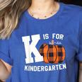 Fall Kindergarten Teacher K Is For Buffalo Plaid Pumpkin Women's Heather T-Shirt Heather True Royal Fall Kindergarten Teacher K Is For Buffalo Plaid Pumpkin Women's Heather T-Shirt Heather True Royal