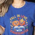 Fall In Love With Kindergarten Autumn Kindergarten Teacher Women's Heather T-Shirt Heather True Royal Fall In Love With Kindergarten Autumn Kindergarten Teacher Women's Heather T-Shirt Heather True Royal