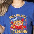 Fall In Love With Learning Pumpkin Thanksgiving Teacher Fall Women's Heather T-Shirt Heather True Royal Fall In Love With Learning Pumpkin Thanksgiving Teacher Fall Women's Heather T-Shirt Heather True Royal